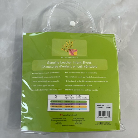 Genuine Leather Baby Infant Shoes Tickle Toes Elastic Enclosure Slip-on Moccasin - Picture 4 of 6